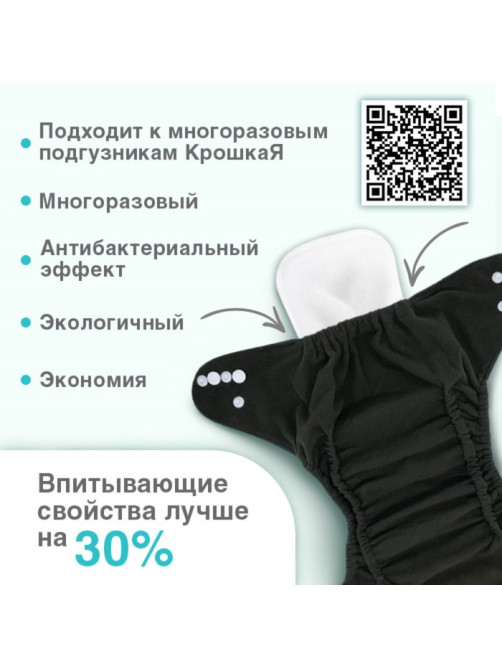 Вкладыш в многоразовый подгузник Крошка Я, 3-х слойный, 35 см, 1 шт., микрофибра