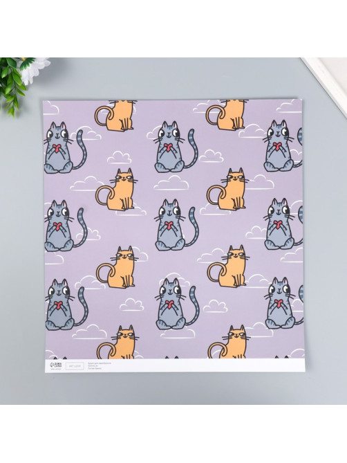 Бумага для скрапбукинга двусторонняя «Котики», плотность 180 г, 30.5×32 см