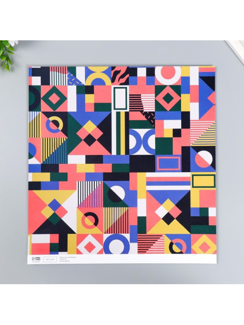 Бумага для скрапбукинга двусторонняя Color geometry, плотность 180 г, 30.5×32 см