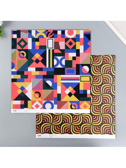 Бумага для скрапбукинга двусторонняя Color geometry, плотность 180 г, 30.5×32 см