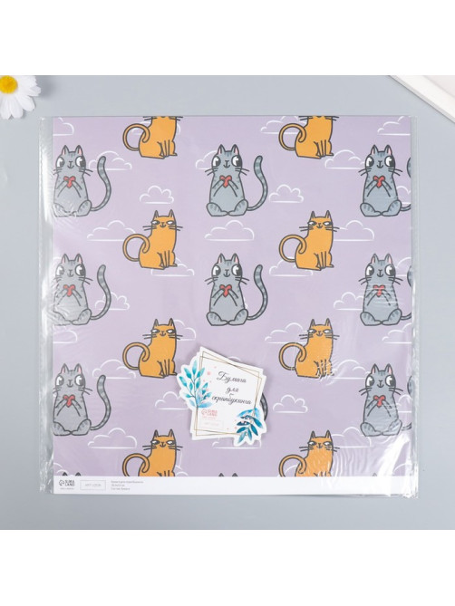 Бумага для скрапбукинга «Котики», плотность 180 г, 30.5×32 см
