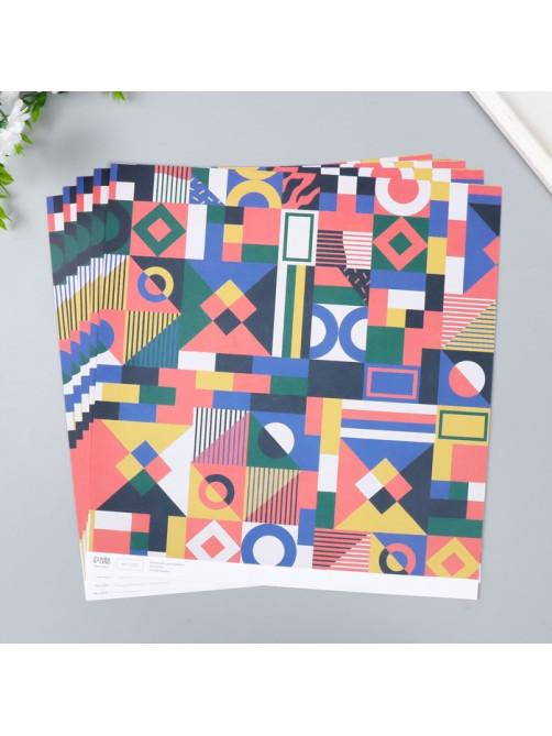 Бумага для скрапбукинга Color geometry, плотность 180 г, 30.5×32 см