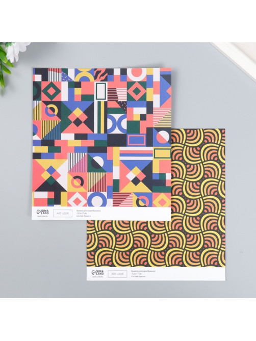 Бумага для скрапбукинга двусторонняя Color geometry, плотность 180 г, 15.5×17 см