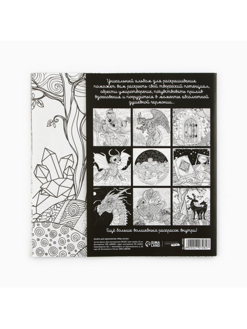 Раскраска - антистресс, альбом «Мир магии», 20 стр.