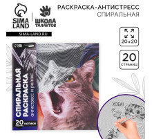 Спиральная раскраска-антистресс «Мир котиков»