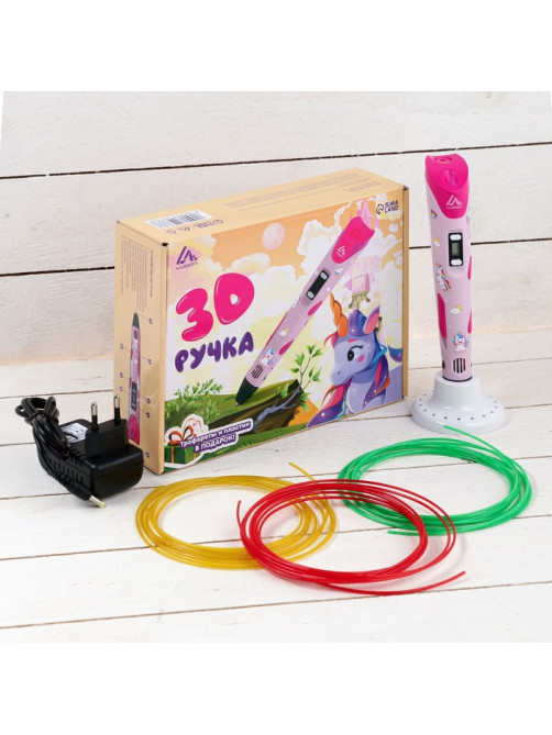 3D ручка Luazon Unicorn, дисплей, работа с пластиком ABS и PLA, пластик в комплекте