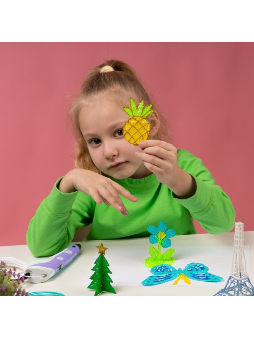 3D ручка Luazon, дисплей, работа с ABS и PLA, пластик в комплекте, фиолетовая