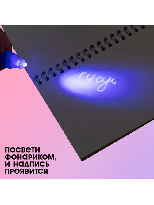Ручка шпиона «Принцесса», с блокнотом, невидимые чернила, ультрафиолетовый фонарик