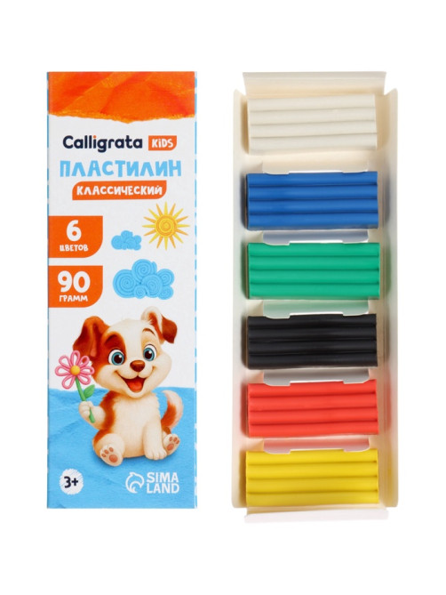 Пластилин Calligrata, 6 цветов, 90 г