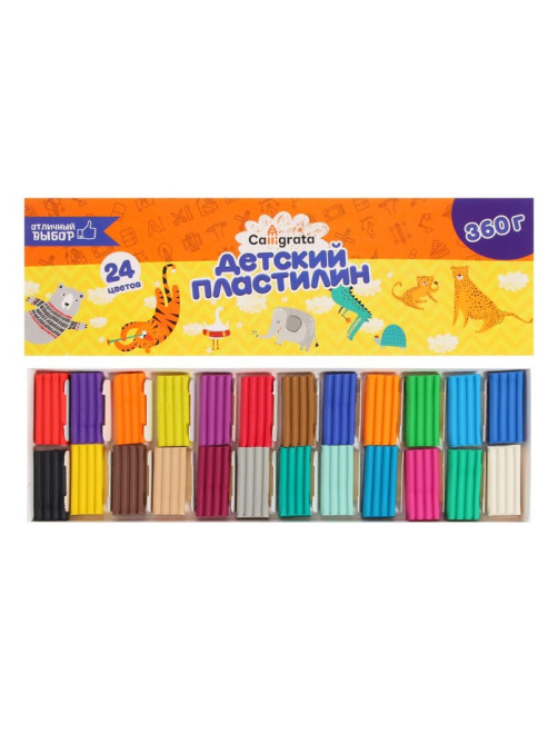 Пластилин Calligrata, 24 цвета, 360 г