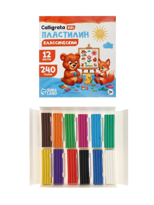 Пластилин Calligrata «Классический», 12 цветов, 240 г