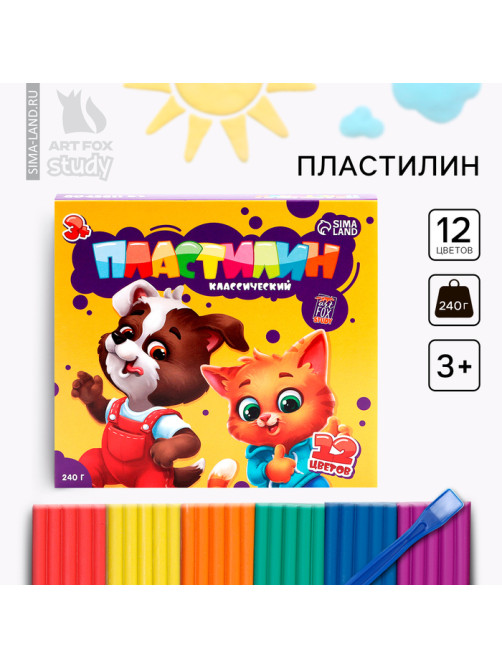 Пластилин 12 цветов, 240 г
