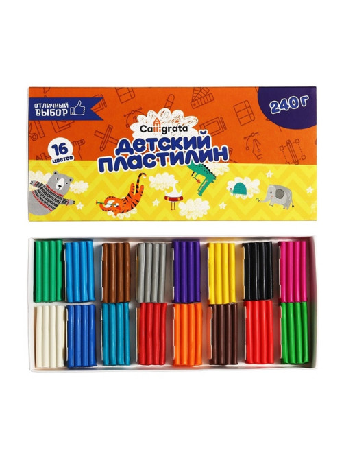 Пластилин Calligrata «Классический», 16 цветов, 240 г