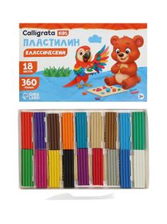 Пластилин Calligrata «Классический», 18 цветов, 360 г
