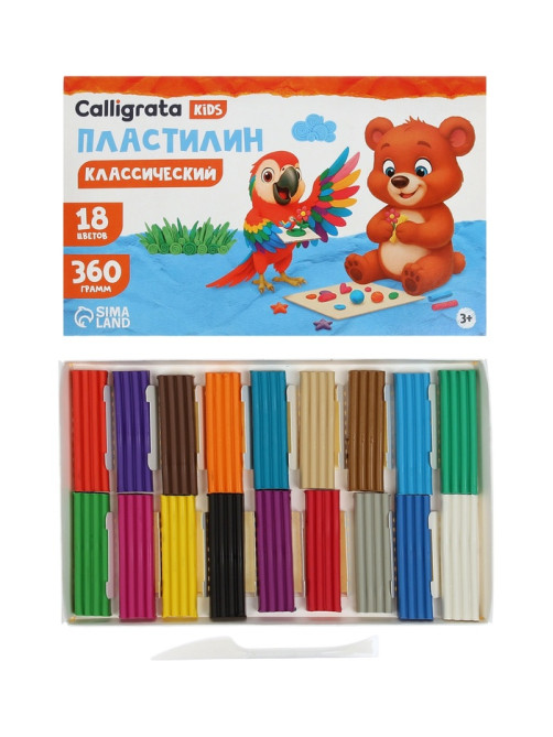 Пластилин Calligrata «Классический», 18 цветов, 360 г