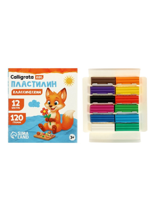 Пластилин Calligrata «Классический», 12 цветов, 120 г