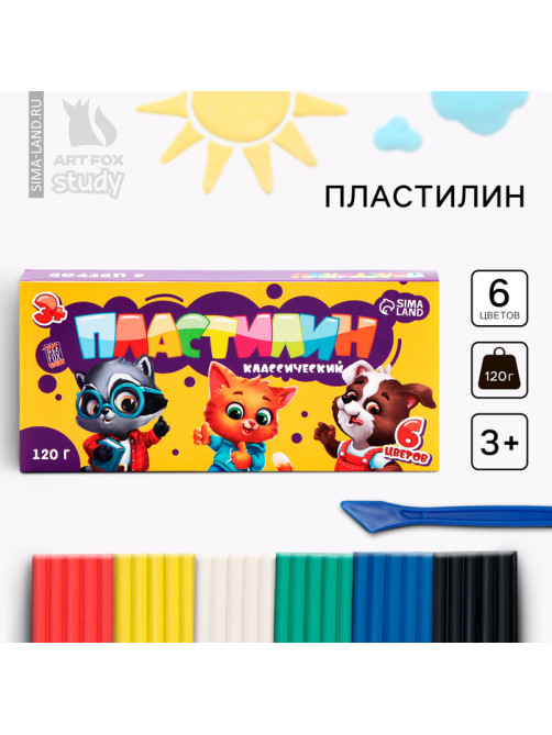 Пластилин 6 цветов, 120 г