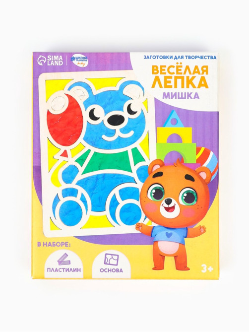 Картина пластилином «Мишка», 21×15 см, набор для творчества