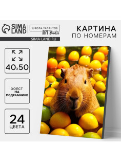 Картина по номерам на холсте с подрамником «Капибара в пруду», 40×50 см