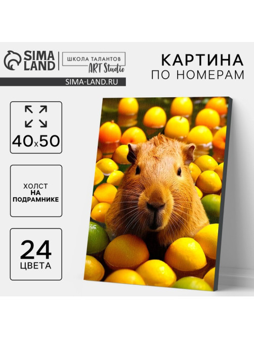 Картина по номерам на холсте с подрамником «Капибара в пруду», 40×50 см