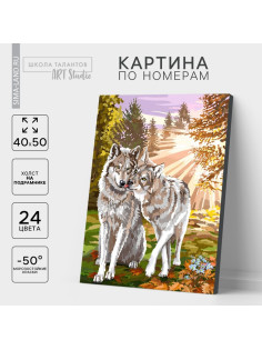 Картина по номерам на холсте с подрамником «Волки», 40×50 см