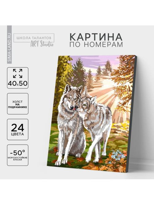 Картина по номерам на холсте с подрамником «Волки», 40×50 см