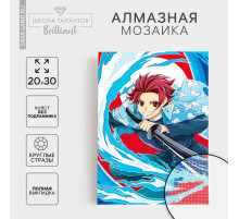 Алмазная мозаика с полным заполнением на холсте «Самурай с клинком»‎, 20×30 см