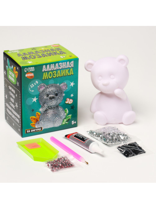 Алмазная мозаика на фигурке для детей «Милый мишка», полное заполнение