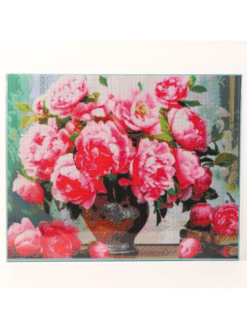 Алмазная вышивка полное заполнение «Пионы», на раме, 40×50 см