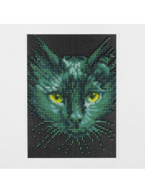 Алмазная мозаика с частичным заполнением на холсте «Чёрный кот», 15×21 см