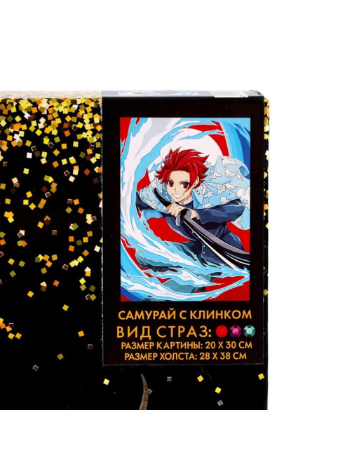 Алмазная мозаика с полным заполнением на холсте «Самурай с клинком»‎, 20×30 см