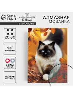 Алмазная мозаика с полным заполнением на холсте «Кошка», 20×30 см