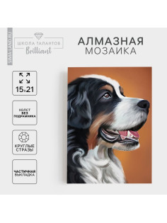 Алмазная мозаика с частичным заполнением на холсте «Собака», 15×21 см