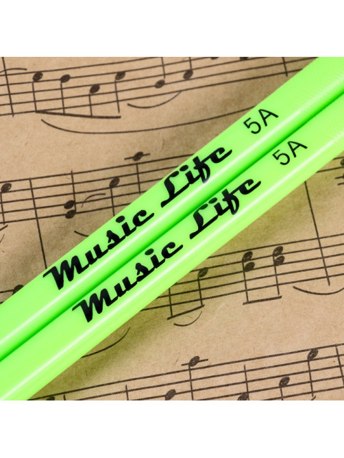 Барабанные палочки Music Life, 5A, нейлон, зеленые