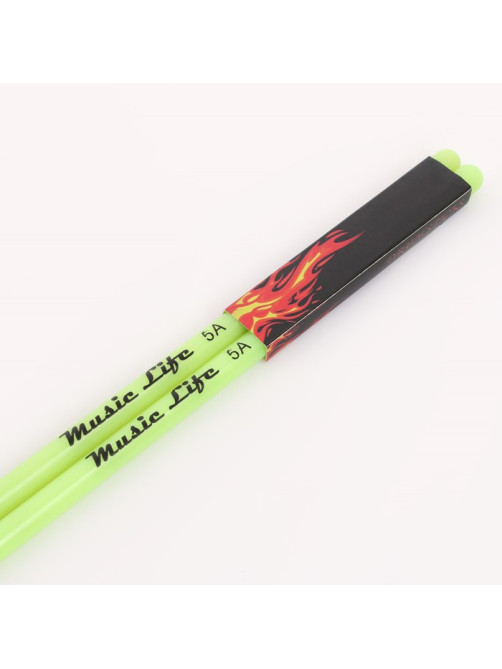 Барабанные палочки Music Life 5 А зеленые, светящиеся