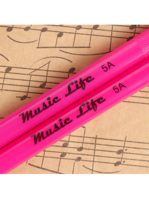 Барабанные палочки Music Life 5 А розовые, светящиеся