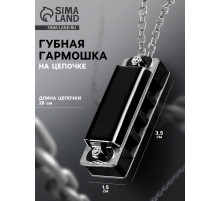 Губная гармошка Music Life 4 отверстия, 8 тонов, 3.5×1.5×1 см, цепь 28 см, черная