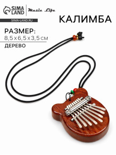Калимба Music Life «Медвежонок», 8.5×6.5×3.5 см, 8 язычков, деревянная, коричневая