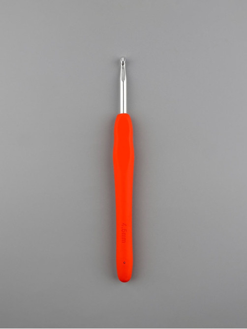 Крючок для вязания, с силиконовой ручкой, d=4.5 мм, 14 см, красный