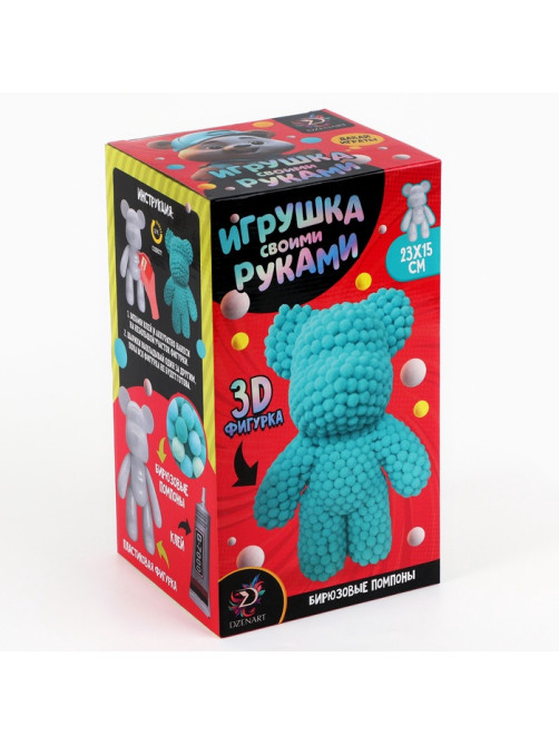 Игрушка помпонами «Медведь», мятный