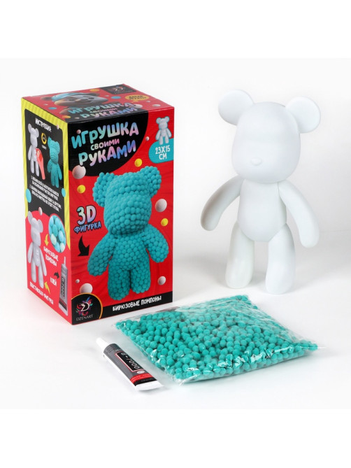 Игрушка помпонами «Медведь», мятный