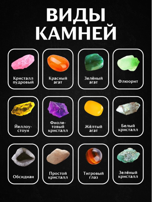 Набор геолога, серия «Природные камни», 12 видов камней
