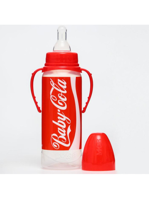 Бутылочка для кормления малыша M&B Baby Cola, классическое горло, с ручками, от 3 мес., 250 мл., цилиндр