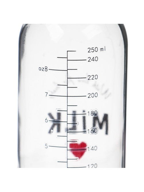 Бутылочка для кормления M&B Milk, классическое горло, от 3 мес., 250 мл., стеклянная