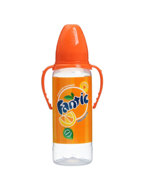 Бутылочка для кормления малыша M&B Fantic, классическое горло, с ручками, от 3 мес., 250 мл., цилиндр