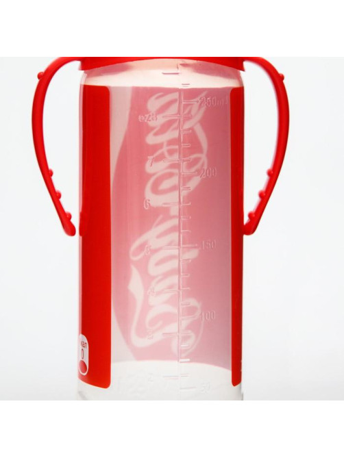 Бутылочка для кормления малыша M&B Baby Cola, классическое горло, с ручками, от 3 мес., 250 мл., цилиндр