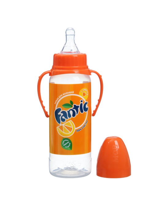 Бутылочка для кормления малыша M&B Fantic, классическое горло, с ручками, от 3 мес., 250 мл., цилиндр