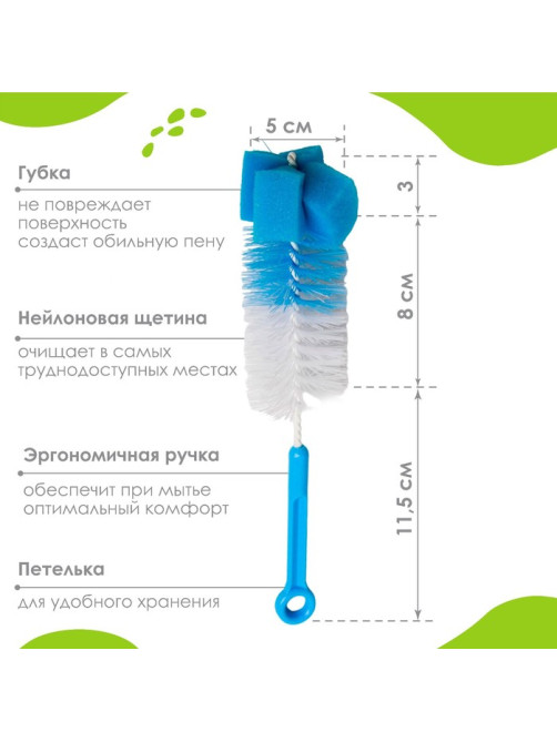 Ершики для детских бутылочек и сосок Крошка Я, 5 предметов, МИКС