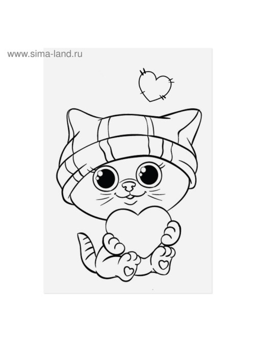 Наклейки детские «Котики», раскраска на обороте, 11×15.5 см