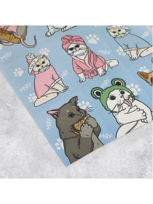 Наклейки детские бумажные «Котики», c раскраской на обороте, 10×14 см